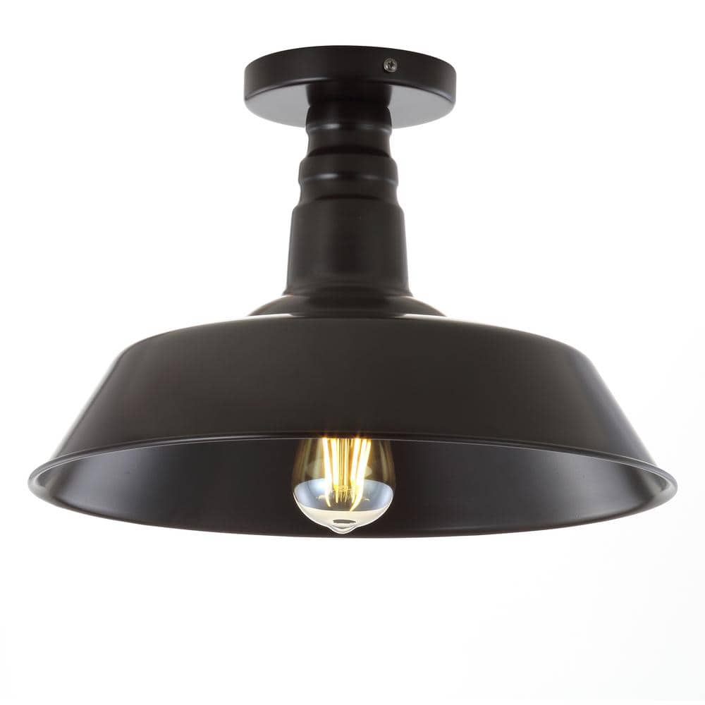 Cassidy 14" Black and Bronze Metal LED Semi-Flush Mount Light
