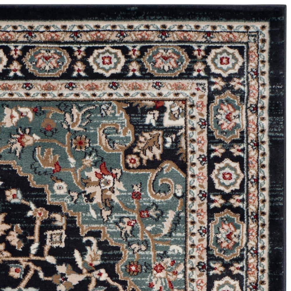 Anthracite & Teal Floral Elegance Synthetic 6' x 9' Area Rug