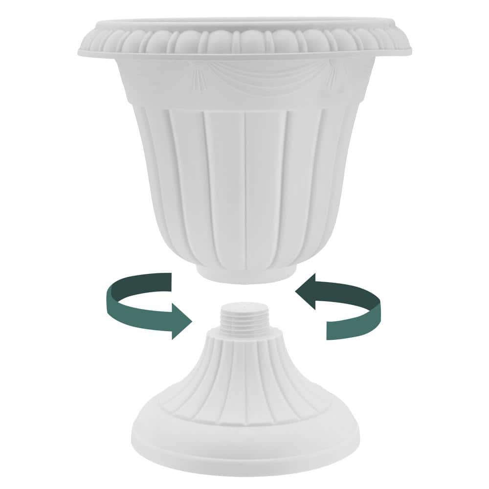 Classic Whitewash Plastic Urn Planter for Indoor/Outdoor Use