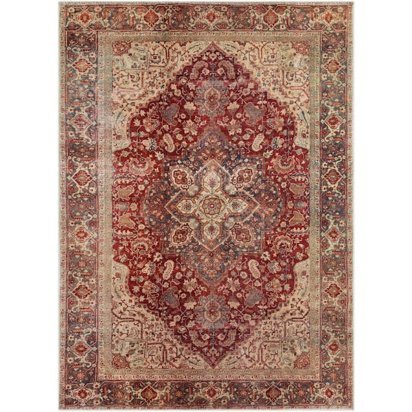 Livabliss Willis Dark Red 5 ft. x 7 ft. Traditional Indoor Machine ...