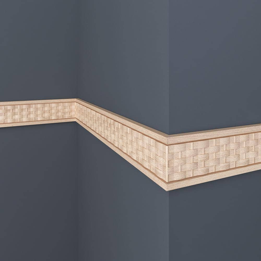 8-ft Unfinished White Hardwood Basketweave Chair Rail Moulding