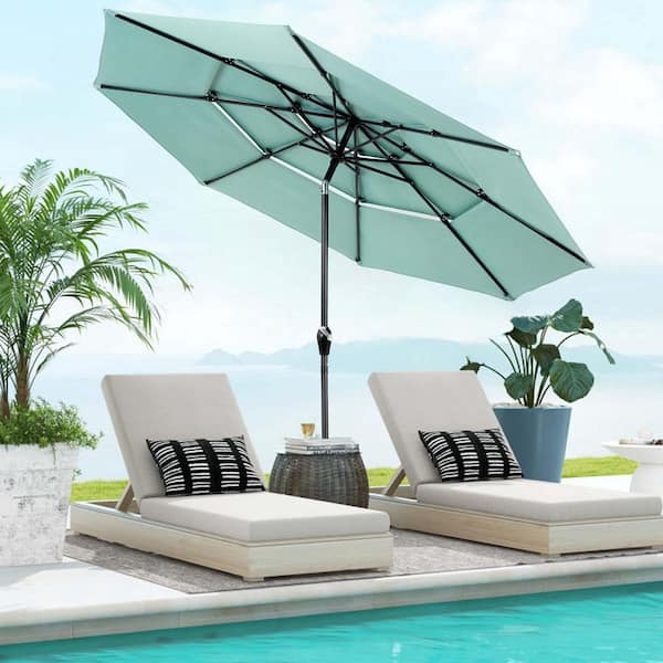 SUNRINX 14.8 ft. Market Double Sided Patio Umbrella in Light