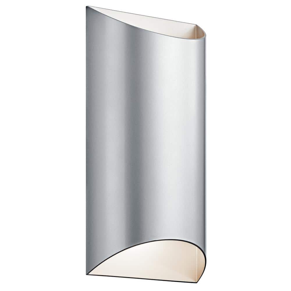 Wesley 14 in. 2-Lights Platinum Silver Outdoor Hardwired Wall Lantern Sconce with Integrated LED (1-Pack) price history on PriceWatchPro
