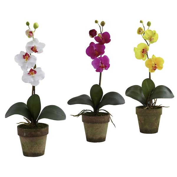 Nearly Natural Potted Artificial Phalaenopsis (Set of 3)