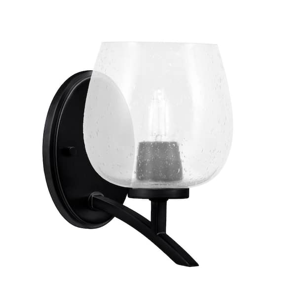 Unbranded Siena 6 in. 1-Light Matte Black Sconce with 6 in. Clear Bubble Glass Shade No Bulb Included