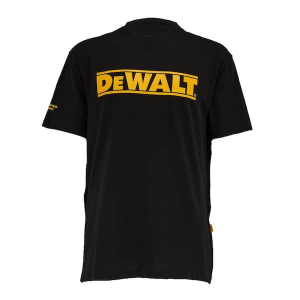Men's Large Black Cotton Polyester Short Sleeve Tee Shirt with Logo