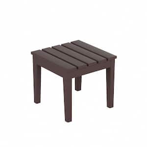 Shoreside Dark Brown Square HDPE Plastic 18 in. Modern Outdoor Side Table