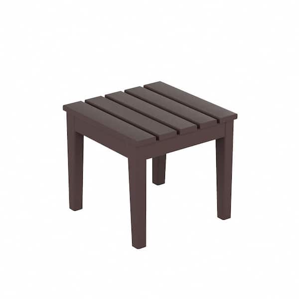 Shoreside Dark Brown Square HDPE Plastic 18 in. Modern Outdoor Side Table