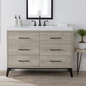 Solway 49 in. W x 19 in. D x 37 in. H Single Sink Freestanding Bath Vanity in Sable with White Cultured Marble Top