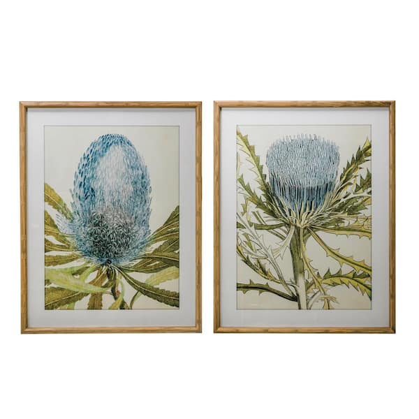 Storied Home Wood Framed Wall Decor with Flowers, 2 Styles 12 x 27.5