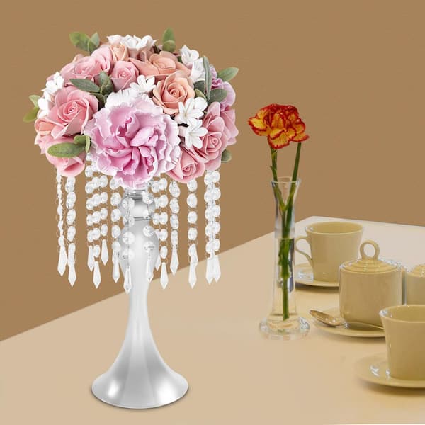 YIYIBYUS Silver 13.8 in. H Tabletop Flower Stand Wedding