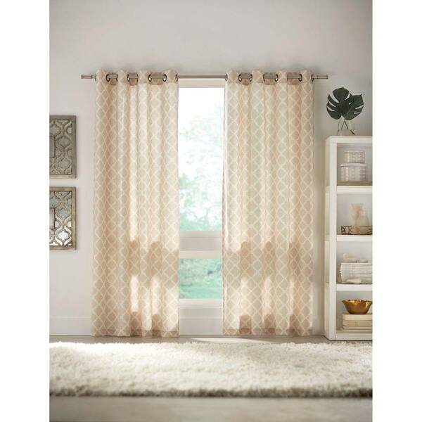 Home Decorators Collection Semi-Opaque Ivory Grommet Curtain - 52 in. W x 84 in. L