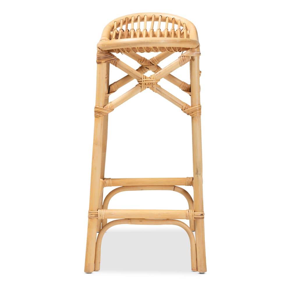 Elgon Natural Brown Rattan Curved Counter Stool