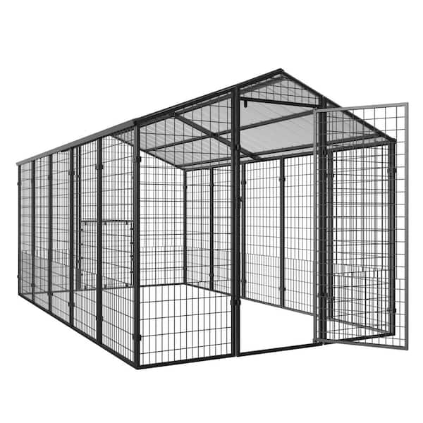 10.5 ft. x 6.2 ft. Large Metal Chicken Coop with Run for 15-Chickens, Galvanized Metal Roof Poultry Fencing Chicken Pen