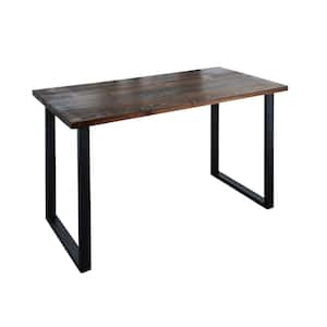 Skyline 48 in. Rectangular Trail Brown Solid Wood Writing Desk with Square Matte Black Steel Legs