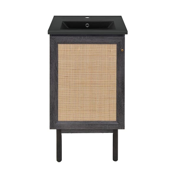 Classe 18 in. Black Oak Bath Vanity with Black Ceramic Sink Top