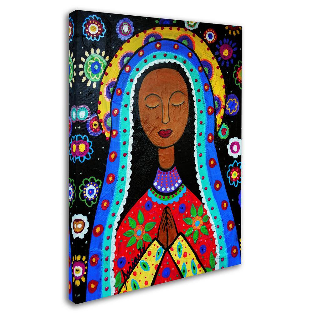 Colorful Floral Our Lady of Guadalupe Canvas Art 14'' x 19''