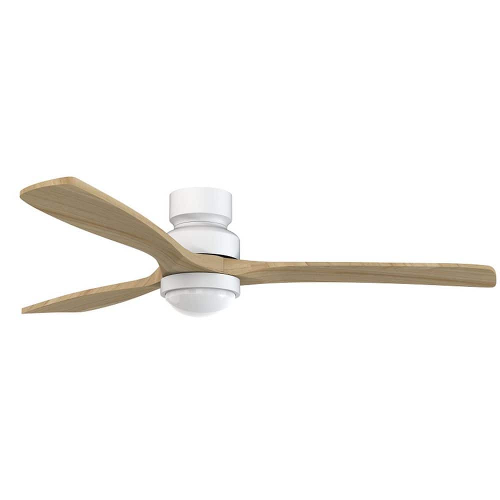 52 in. Indoor/Outdoor Wood White Downrod and Flushmount Ceiling Fan with Light and 6 Speed Remote Control price history on PriceWatchPro