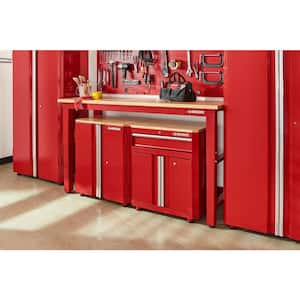 6 ft. Adjustable Height Solid Wood Top Workbench in Red for Ready to Assemble Steel Garage Storage System