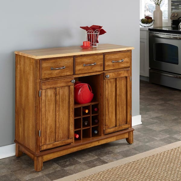 Home styles cottage oak small dining room buffet cabinet wood top hotsell