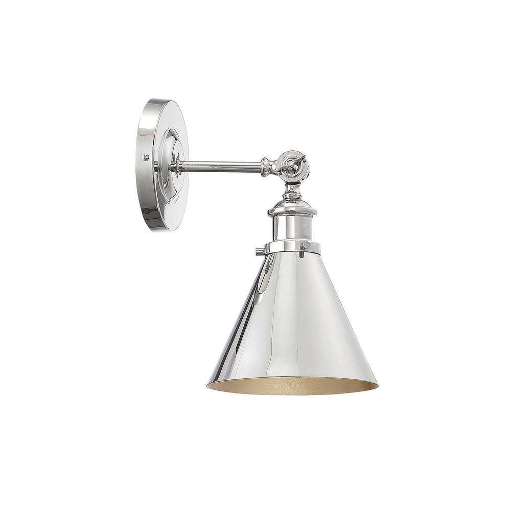 Glenn Polished Nickel 7"x12" Direct Wired Wall Sconce