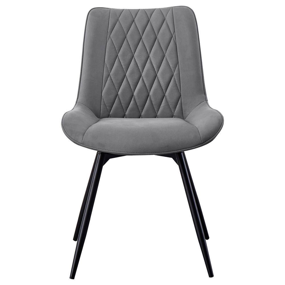 Gray Faux Leather Swivel Dining Chair with Metal Legs