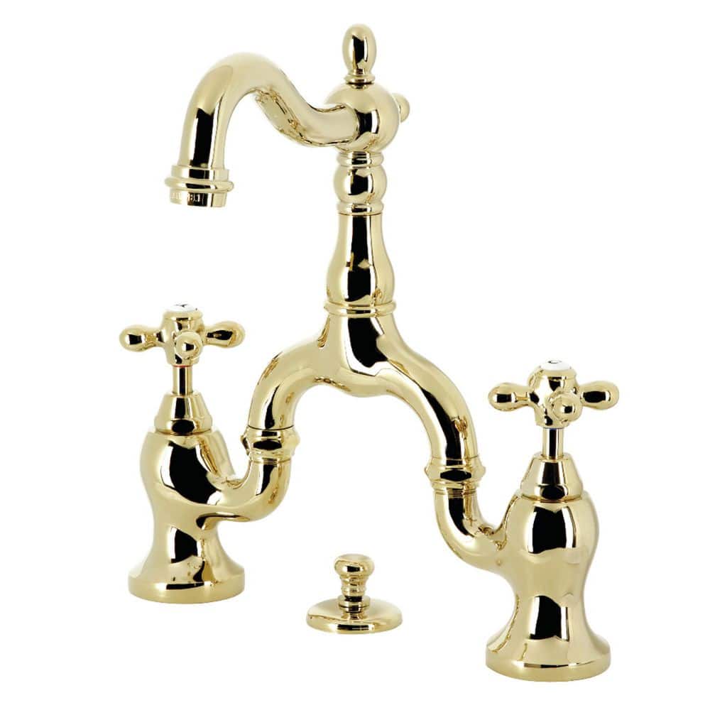 English Country 4 to 8 Bridge 2-Handle Bathroom Faucet with Brass Pop-Up in Polished Brass price history on PriceWatchPro