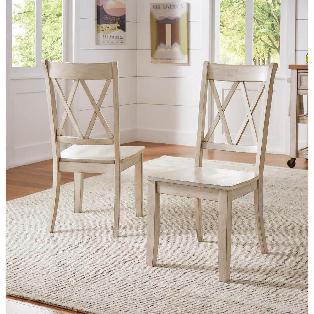 Homesullivan Sawyer Antique White Wood X Back Dining Chair Set Fo 2 40530c3 Wh2p The Home Depot