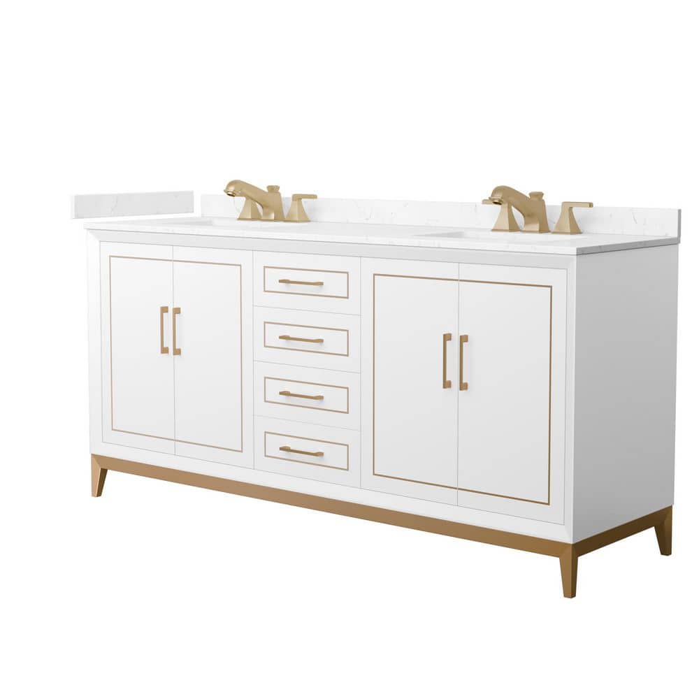 Marlena 72 in. Double Freestanding White Bath Vanity with Carrara Cultured Marble Top Assembled price history on PriceWatchPro
