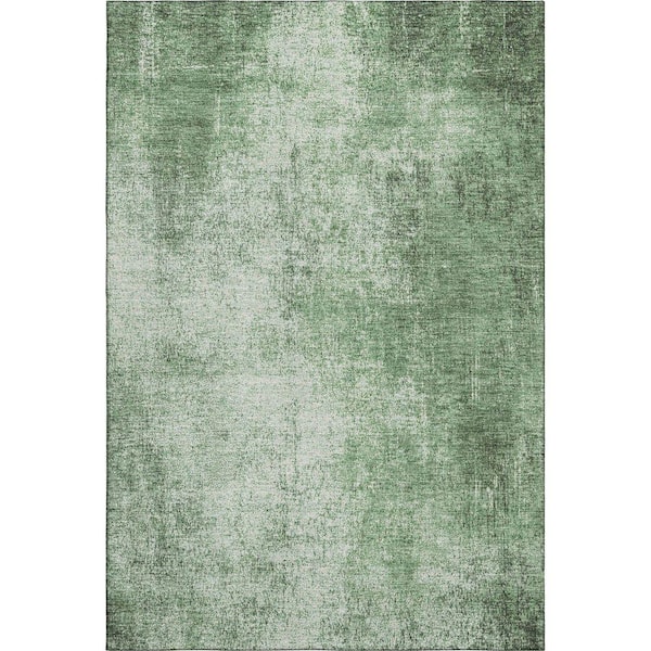 Mayfield Premium Machine Washable Abstract AMF1903 Green 3 ft. x 4 ft. Area Rug