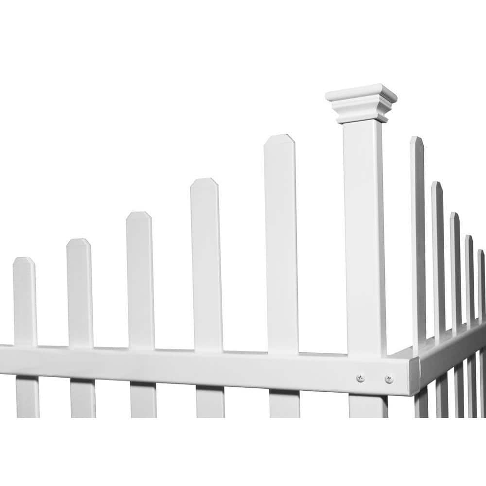 Ashley White Vinyl Scallop Corner Fence Panels, 2.5-ft x 3-ft