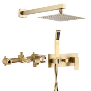 Modern 1-Handle 1-Spray Shower Faucet 1.8 GPM with Pressure Balance in Brushed Gold (Valve Included)