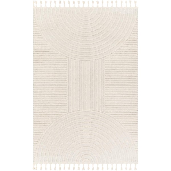 Livabliss Nora Light Gray/Cream Doormat 3 ft. x 5 ft. Geometric Indoor Area Rug