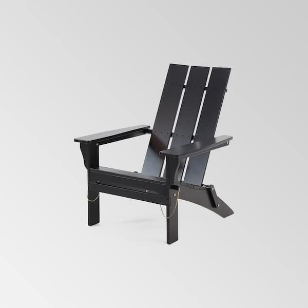 TIRAMISUBEST Black Outdoor Foldable Classic Wood Adirondack Chair