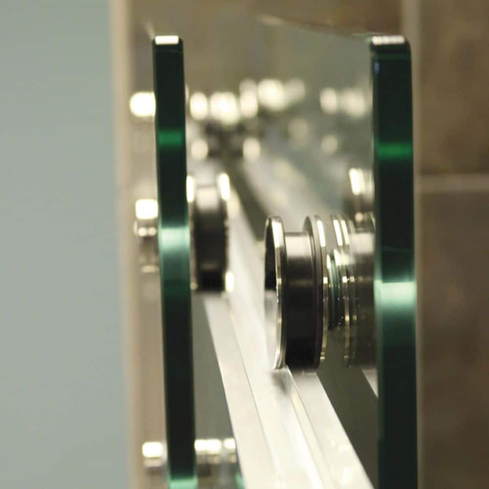 Matte Black Frameless Double Sliding Shower Door with Clear Tempered Glass