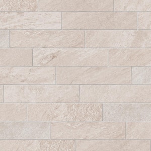 Alpe Ivory 3 in. x 12 in. Quartzite Stone Look Subway Porcelain Floor and Wall Tile (3.39 sq. ft./Case)