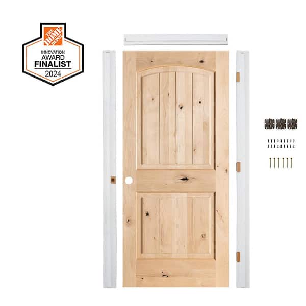 Krosswood Doors DIY RTA Kit 30 in. x 80 in. Knotty Alder Right-Hand Unfinished V-Groove Wood Single Ready To Assemble Interior Door