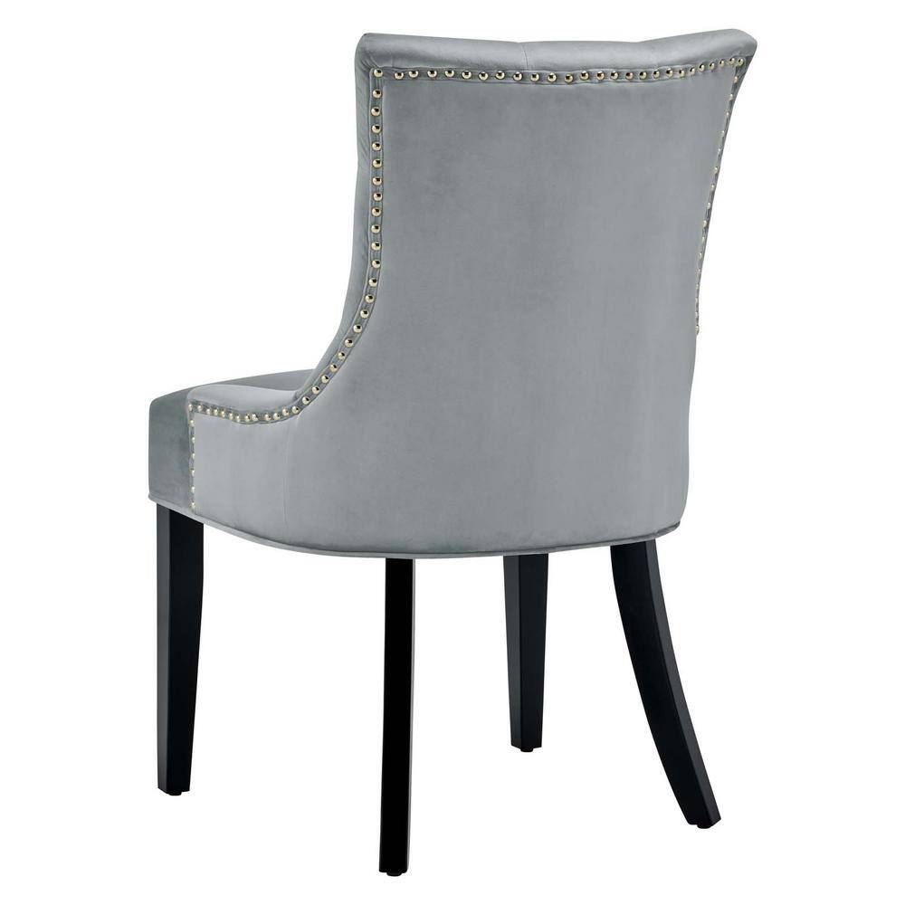 Light Gray Velvet Upholstered Parsons Side Chair with Wood Frame