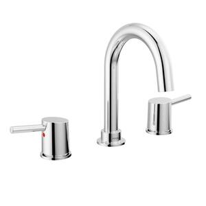 Precept 8 in. Widespread 2-Handle Bathroom Faucet with Metal Drain Assembly in Chrome