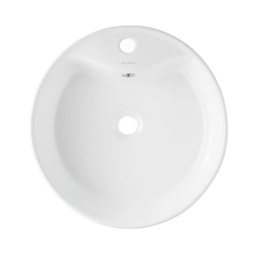 Monaco White Ceramic Round Vessel Sink with Faucet Mount
