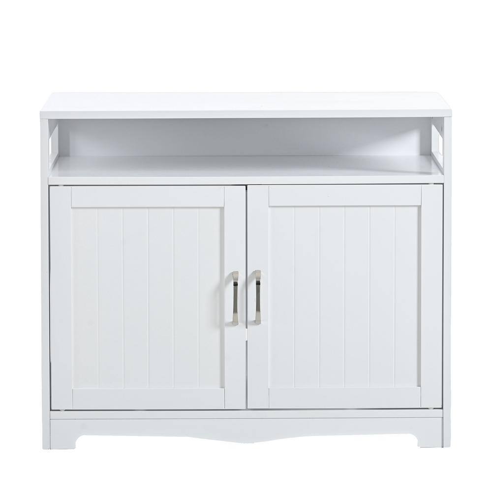 Miscool White 31.5 in. W Pet House Cat Litter Box Enclosure with Hidden