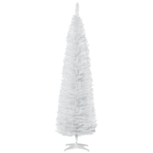 7 ft. Unlit Slim Pencil Artificial Christmas Tree with 499 Realistic Branch Tips and Foldable Metal Stand