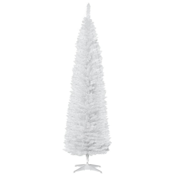 HOMCOM 7 Ft. Unlit Slim Pencil Artificial Christmas Tree With 499 ...