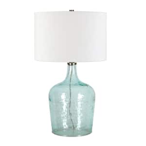 Casco 24 in. Blue Glass Table Lamp with Brushed Nickel Accents