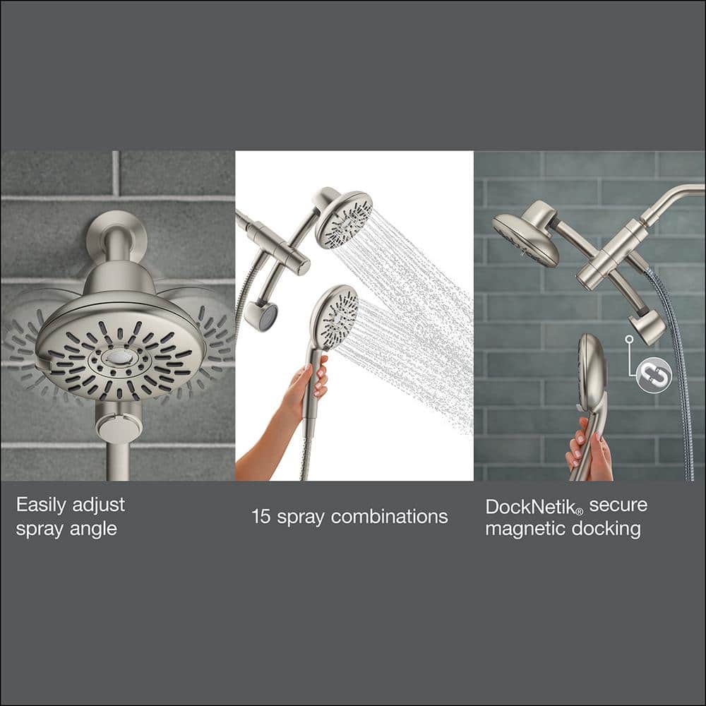 Chrome Dual Head Wall Mounted Handheld Shower System