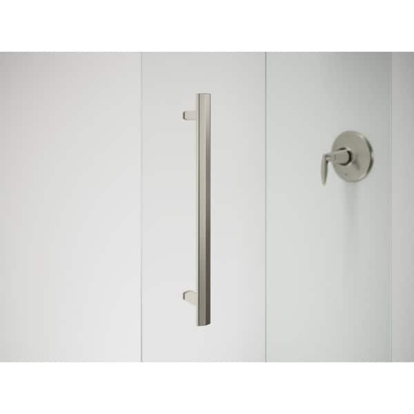Pleat 55-60 in. x 64 in. Frameless Sliding Bathtub Door in Anodized Brushed Nickel with Crystal Clear Glass