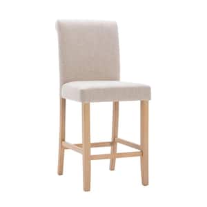 Honeysuckle Beige Modern Height Bar Stools Soft Cushions Padded Dining Parsons Chair with Solid Wood Legs (Set of 2)