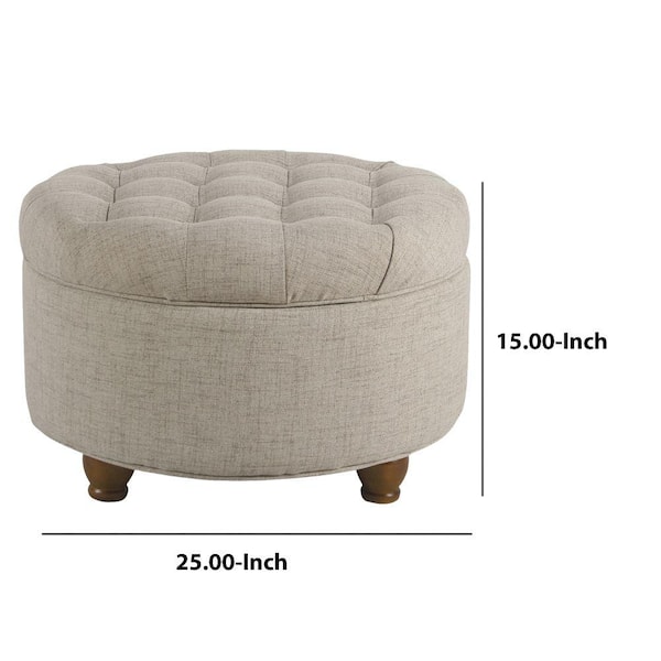 Benjara 15 in. H x 25 in. W x 25 in. D Beige Fabric
