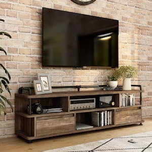 Osman 71 in. Reclaimed Oak TV Console with 2-Storage Drawers Fits TVs Up To 80 in. with Cable Management