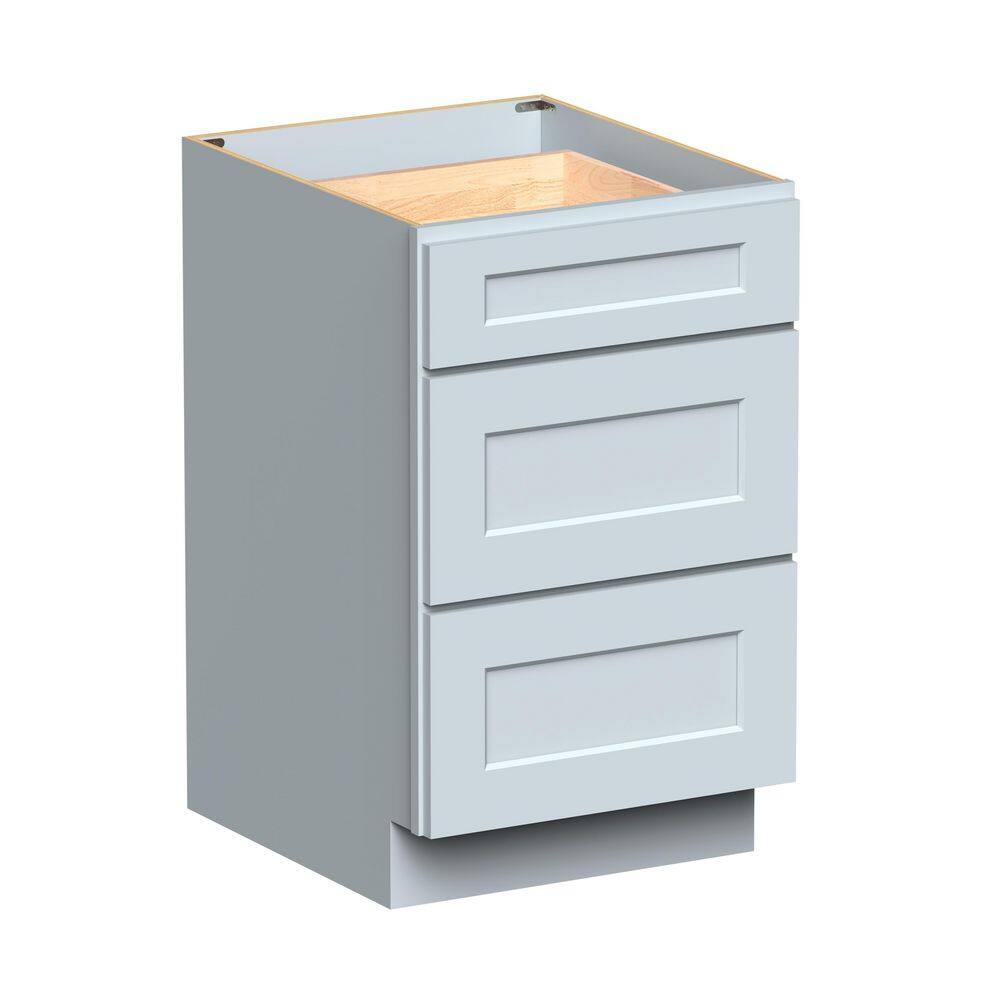 21 in. W x 24 in. D x 34.5 in. H in Dove Grey Plywood Ready to Assemble Floor Base Kitchen Cabinet with 3-Drawers